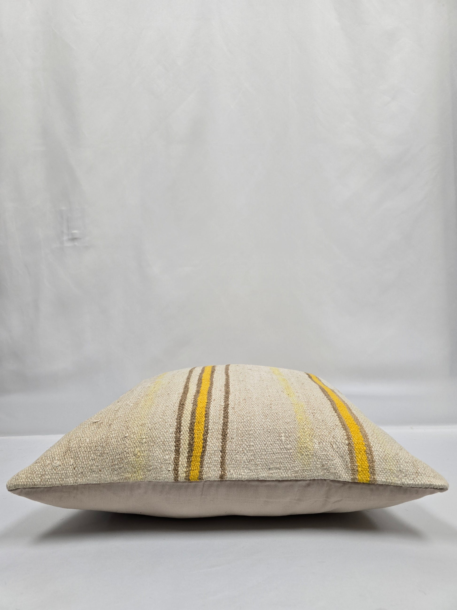 Turkish Hemp Pillow Natural Beige Yellow Brown Pillow Cushion Cover 24" x 24" #9282