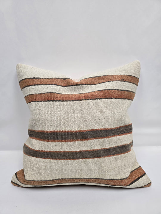 Turkish Hemp Pillow Natural Beige Brown Gray Pillow Cushion Cover 24" x 24" #9279