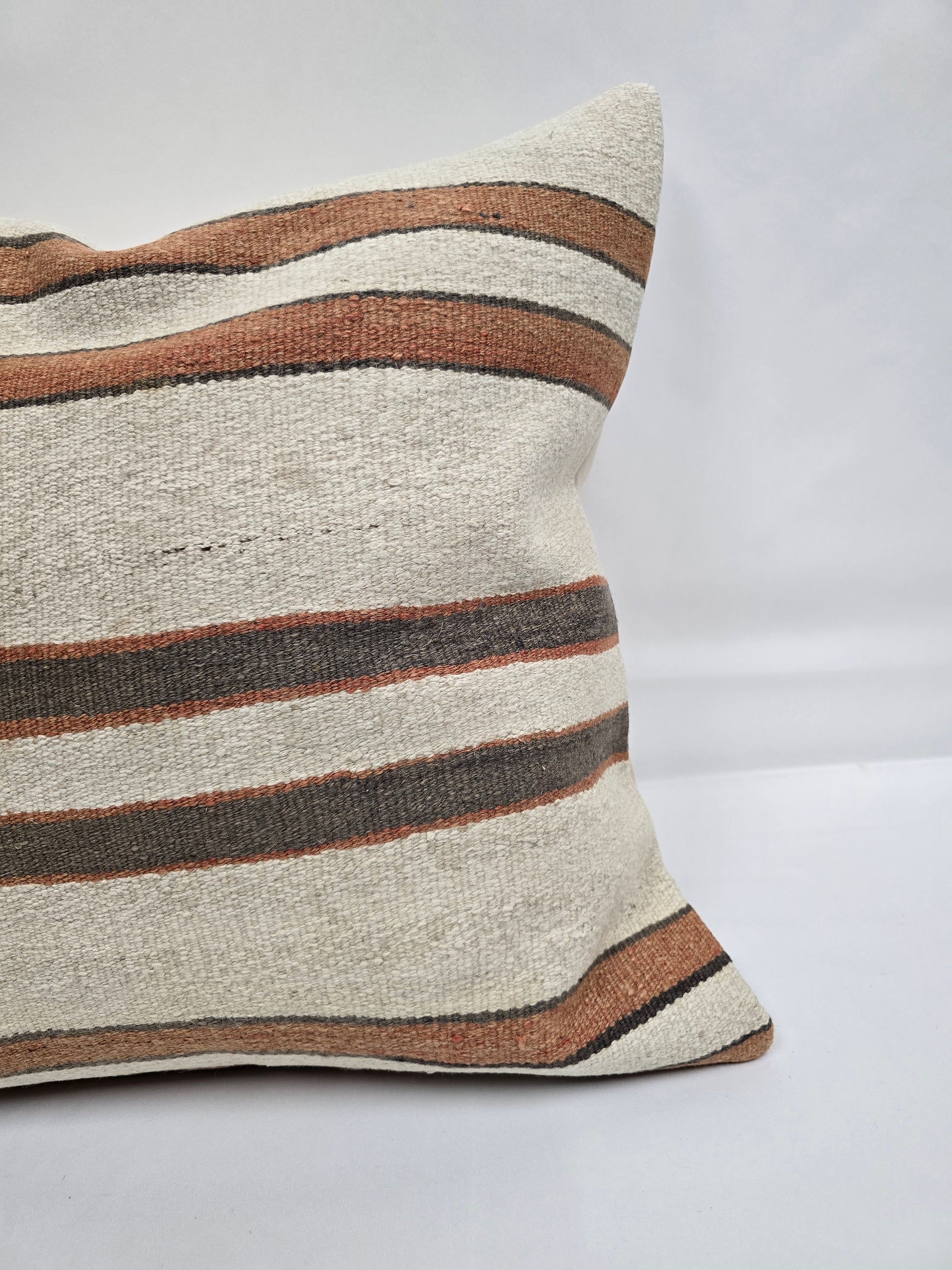 Turkish Hemp Pillow Natural Beige Brown Gray Pillow Cushion Cover 24" x 24" #9279