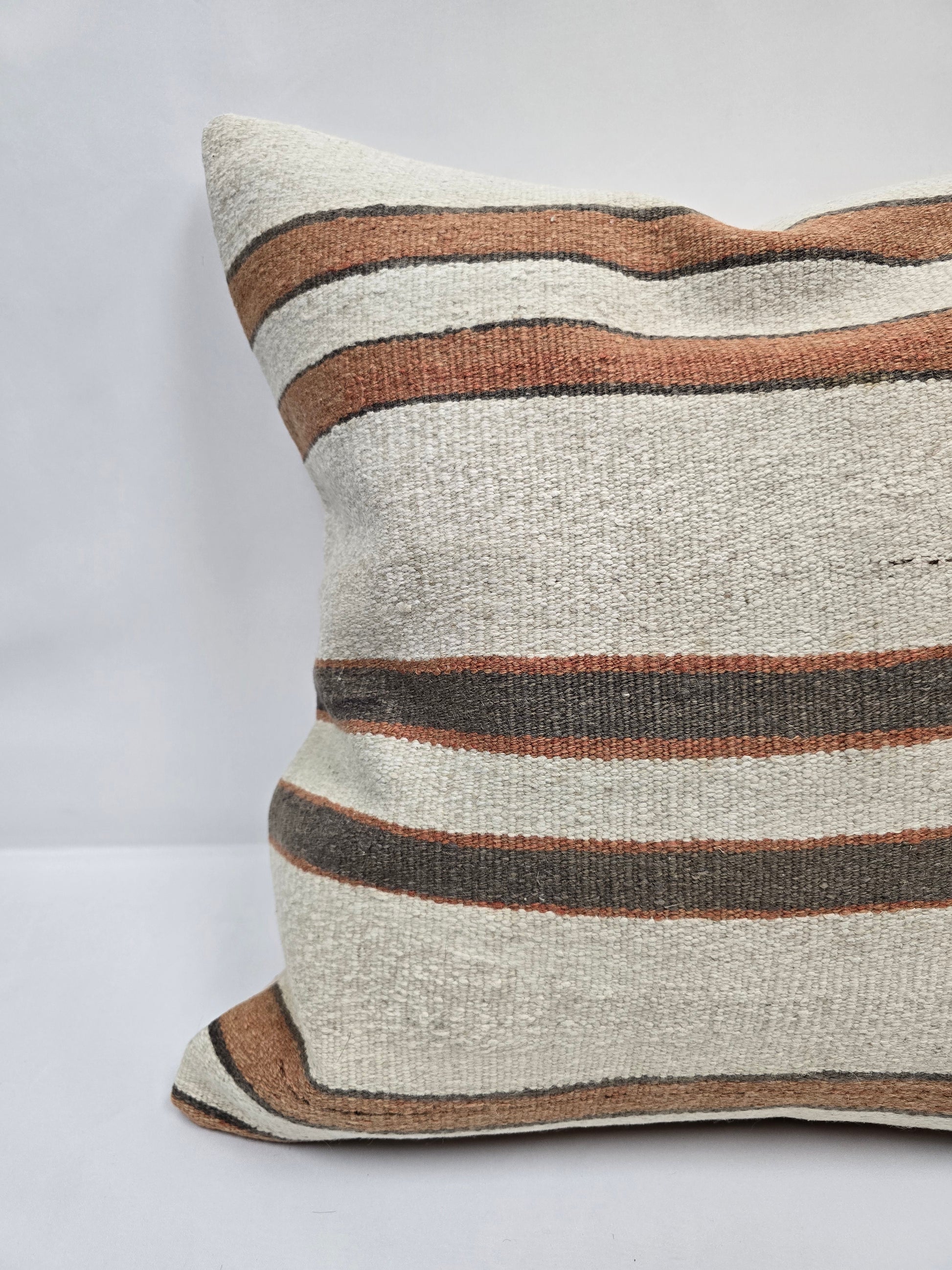 Turkish Hemp Pillow Natural Beige Brown Gray Pillow Cushion Cover 24" x 24" #9279