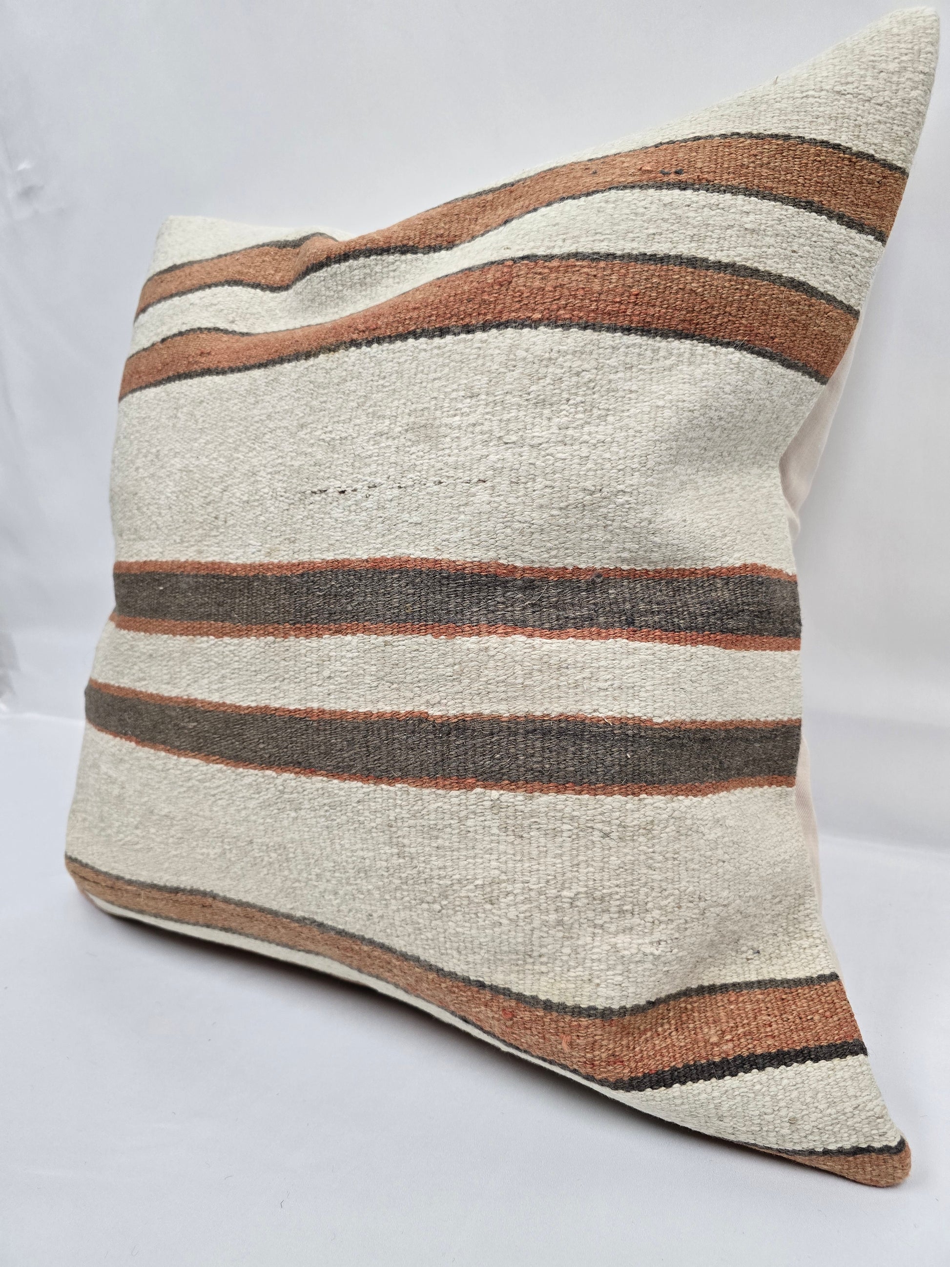 Turkish Hemp Pillow Natural Beige Brown Gray Pillow Cushion Cover 24" x 24" #9279