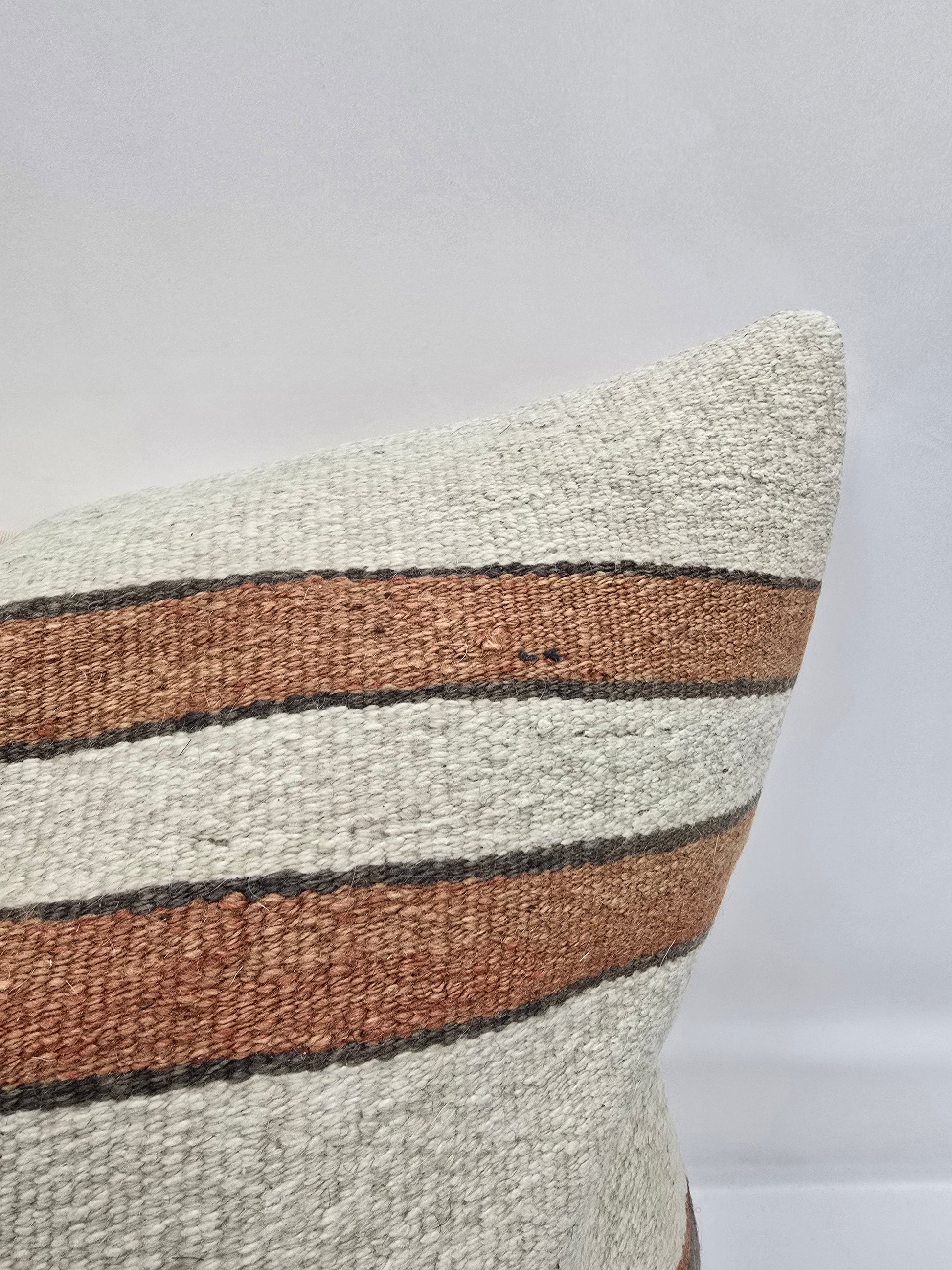 Turkish Hemp Pillow Natural Beige Brown Gray Pillow Cushion Cover 24" x 24" #9279
