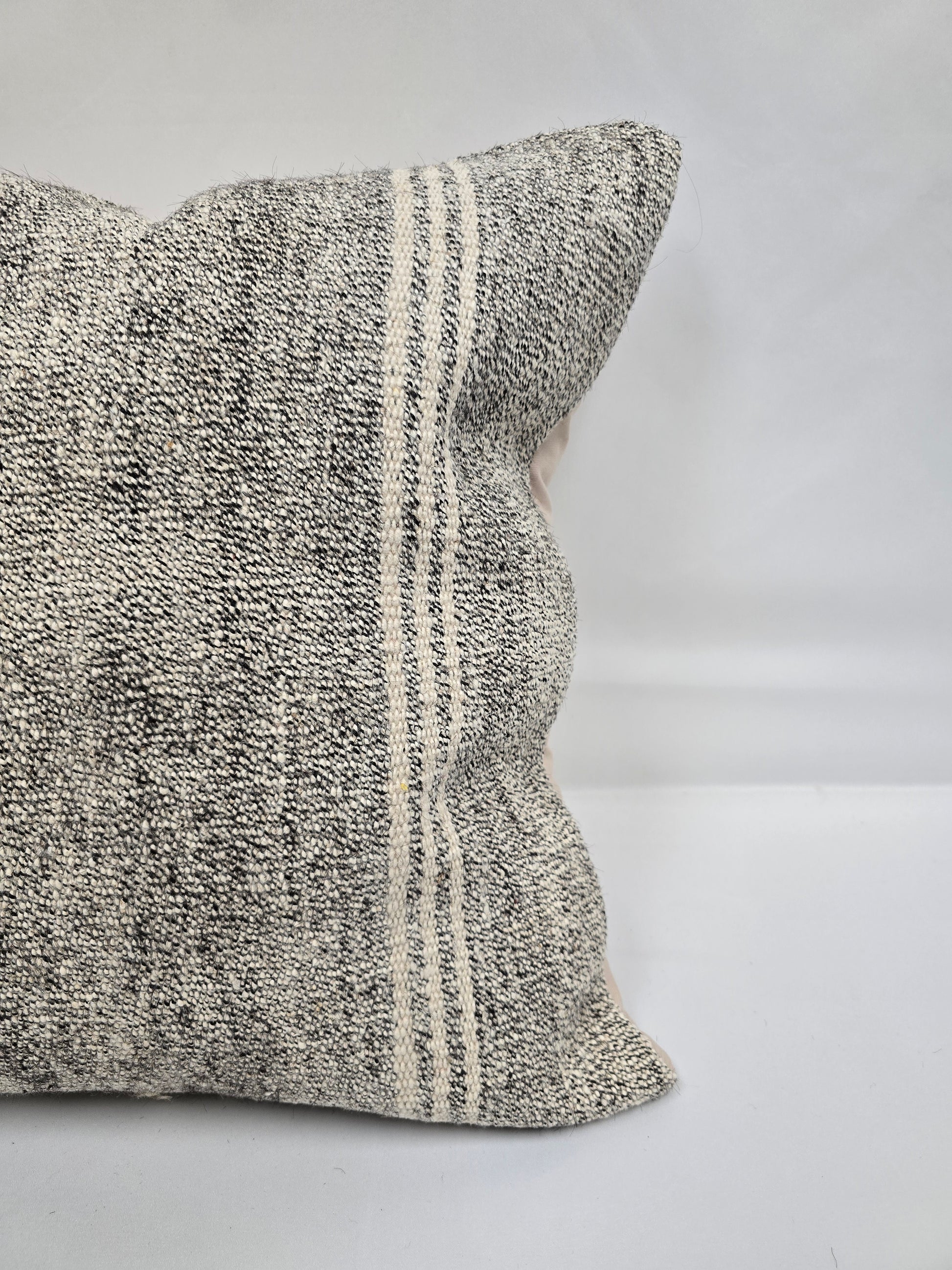Turkish Hemp Pillow Natural Beige Gray Pillow Cushion Cover 24" x 24" #9278
