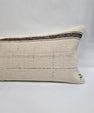 Turkish Lumbar Rug Pillow Beige Brown Cushion Cover Hemp Pillow 14" x 40" #9398