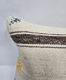 Turkish Lumbar Rug Pillow Beige Brown Cushion Cover Hemp Pillow 14" x 40" #9398