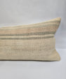 Turkish Lumbar Rug Pillow Beige Brown Green Cushion Cover Hemp Pillow 14" x 40" #9395