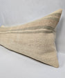 Turkish Lumbar Rug Pillow Beige Brown Green Cushion Cover Hemp Pillow 14" x 40" #9395