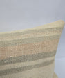 Turkish Lumbar Rug Pillow Beige Brown Green Cushion Cover Hemp Pillow 14" x 40" #9395