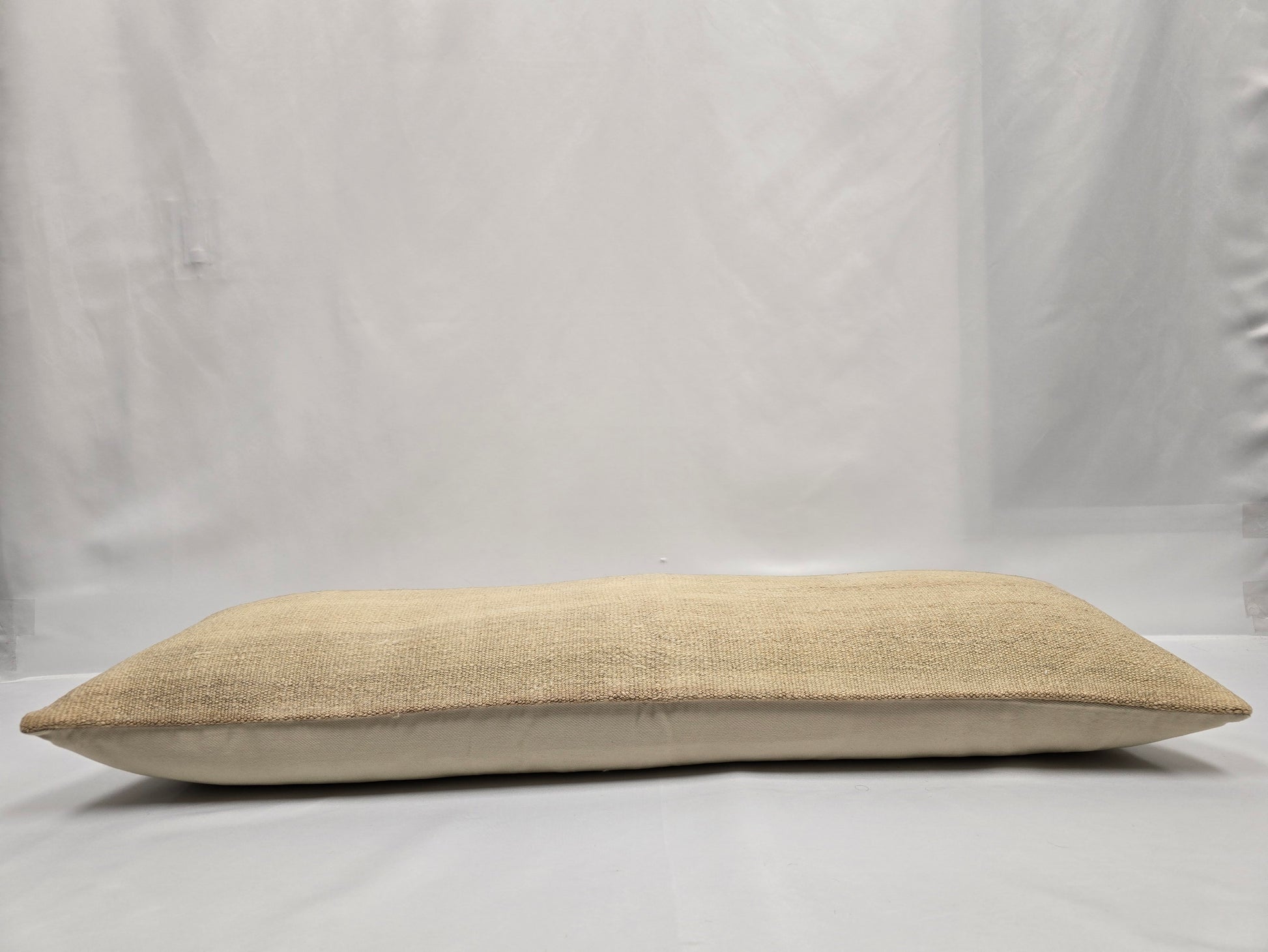 Turkish Lumbar Rug Pillow Beige Brown Green Cushion Cover Hemp Pillow 14" x 40" #9395