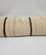 Turkish Lumbar Rug Pillow Beige Brown Cushion Cover Hemp Pillow 14" x 40" #9394-2