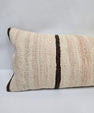 Turkish Lumbar Rug Pillow Beige Brown Cushion Cover Hemp Pillow 14" x 40" #9394-2