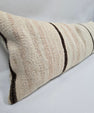 Turkish Lumbar Rug Pillow Beige Brown Cushion Cover Hemp Pillow 14" x 40" #9394-2