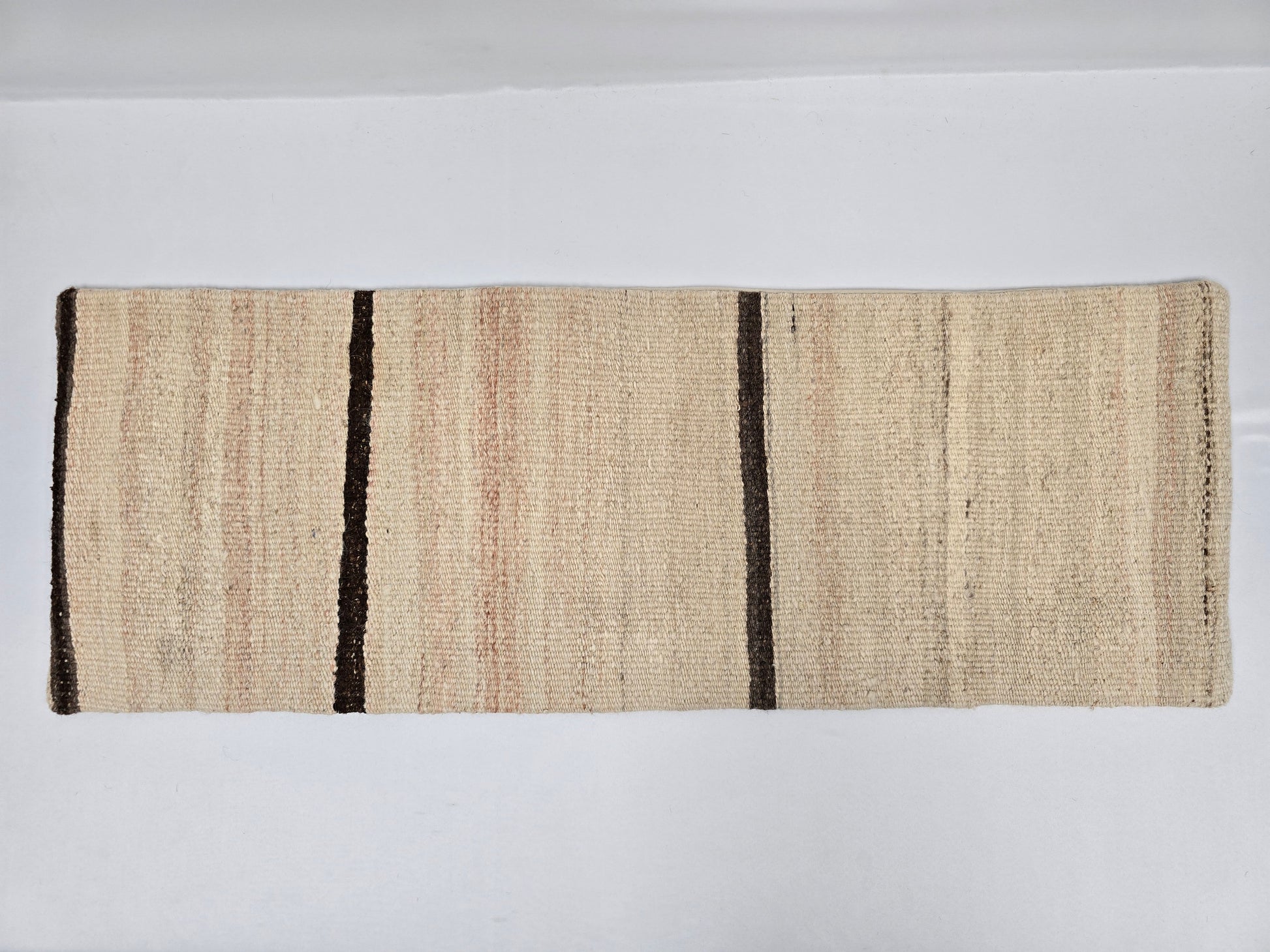 Turkish Lumbar Rug Pillow Beige Brown Cushion Cover Hemp Pillow 14" x 40" #9394-2