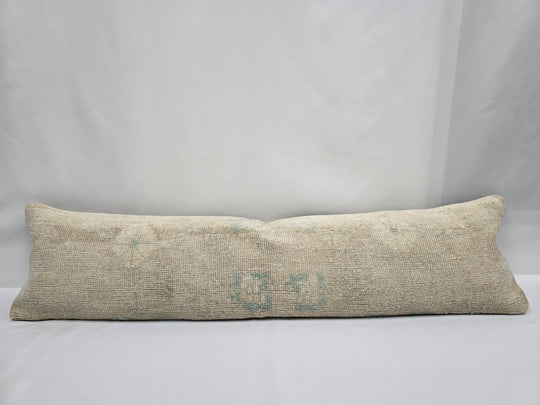 Turkish Lumbar Rug Pillow Beige Cushion Cover Pillow 12" x 48" #9559