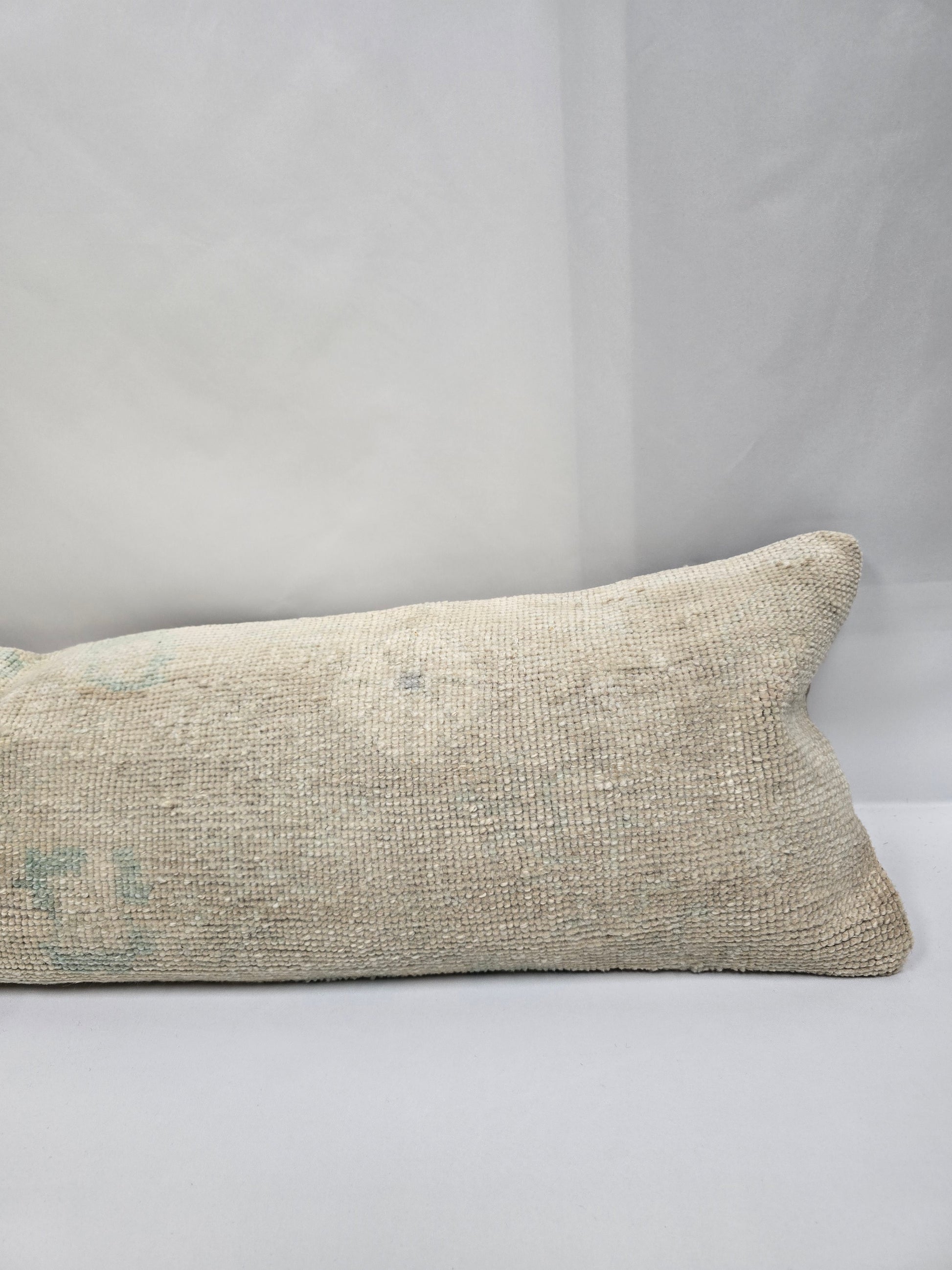 Turkish Lumbar Rug Pillow Beige Cushion Cover Pillow 12" x 48" #9559