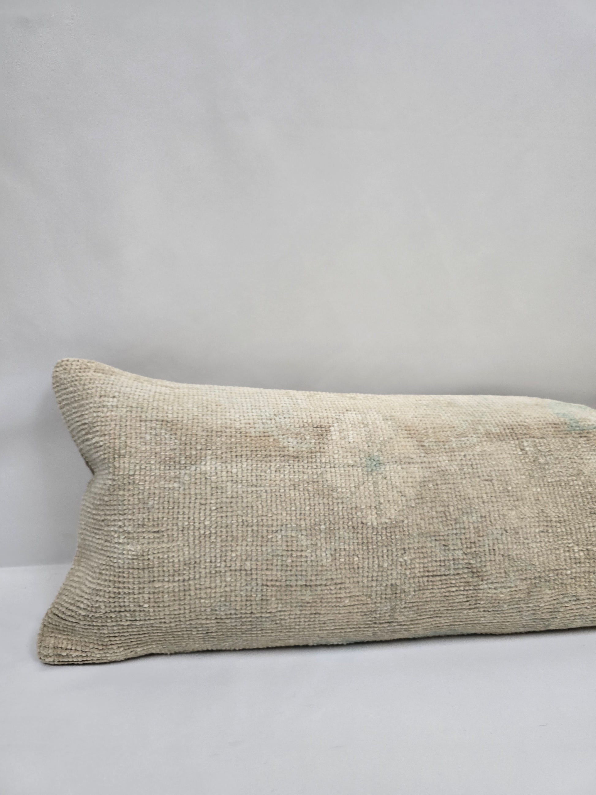 Turkish Lumbar Rug Pillow Beige Cushion Cover Pillow 12" x 48" #9559