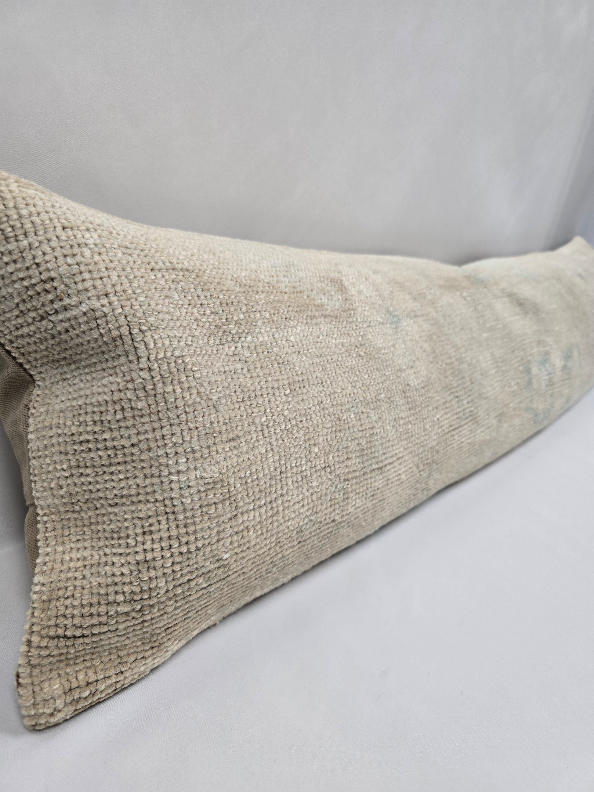 Turkish Lumbar Rug Pillow Beige Cushion Cover Pillow 12" x 48" #9559