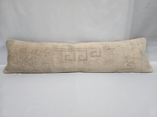 Turkish Lumbar Rug Pillow Beige Cushion Cover Pillow 12" x 48" #9557