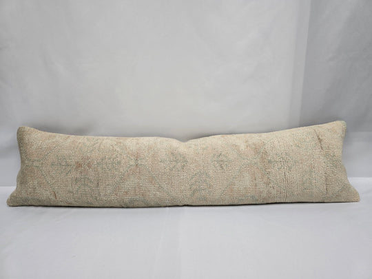 Turkish Lumbar Rug Pillow Beige Cushion Cover Pillow 12" x 48" #9555