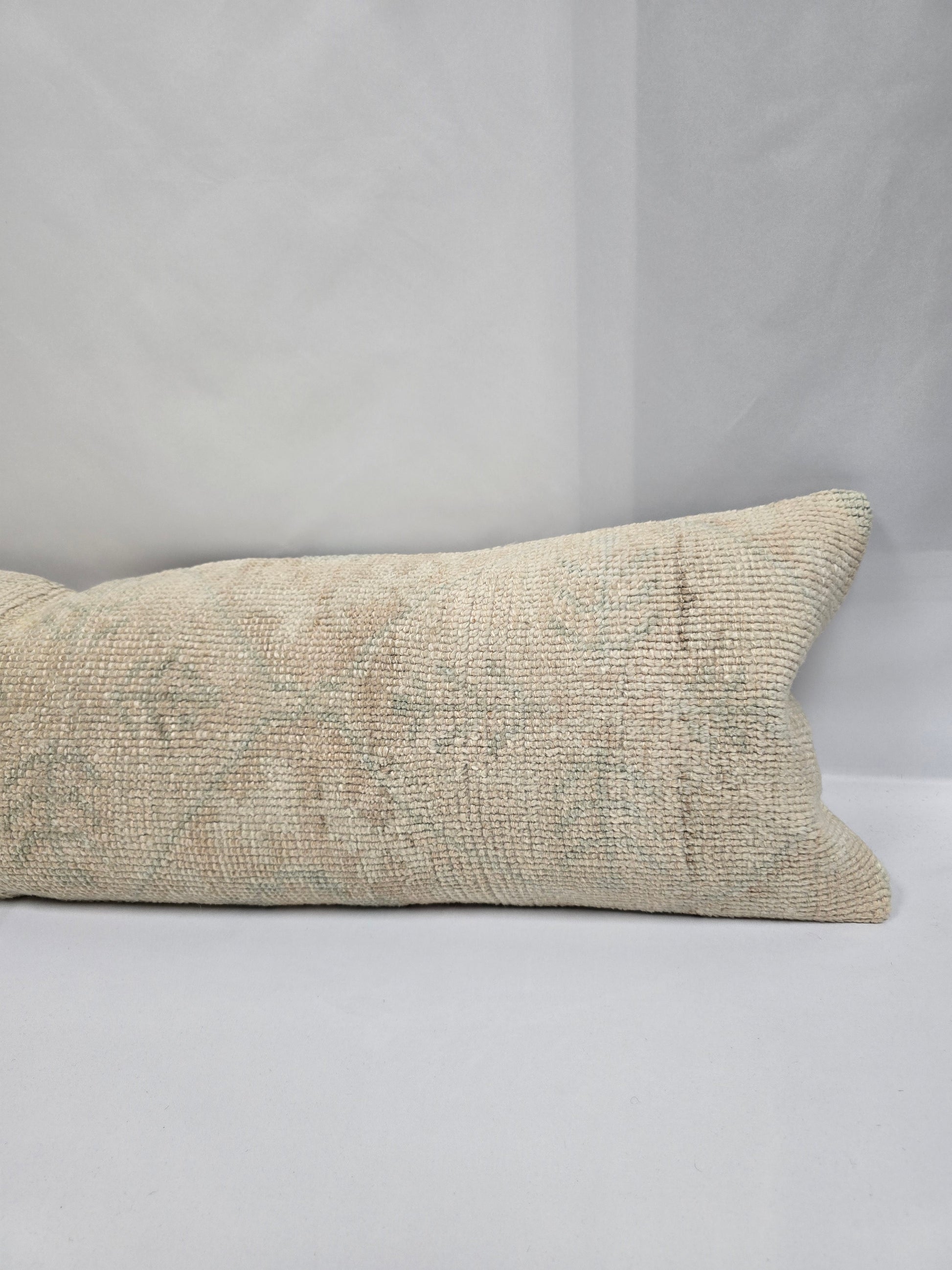 Turkish Lumbar Rug Pillow Beige Cushion Cover Pillow 12" x 48" #9555