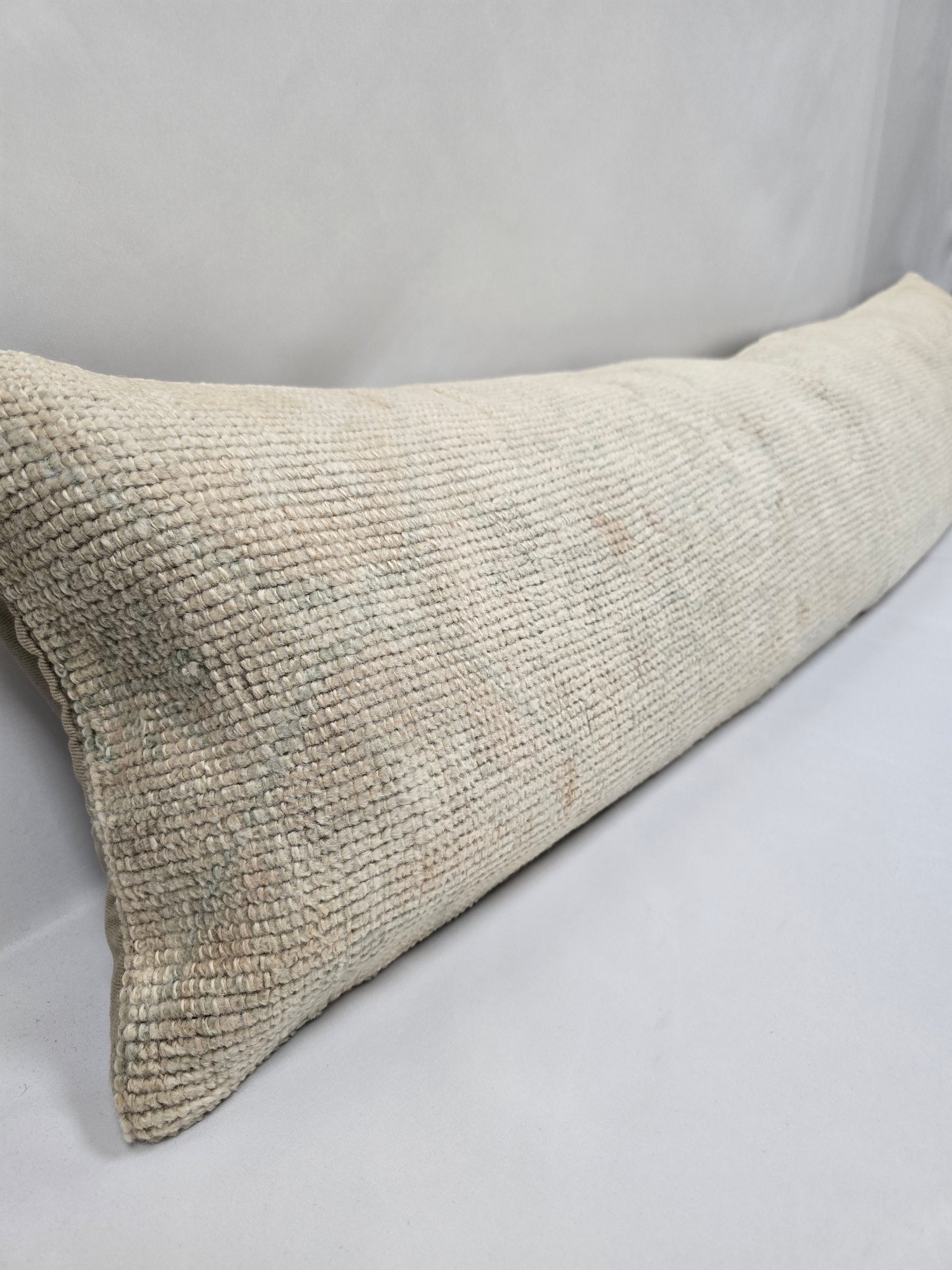 Turkish Lumbar Rug Pillow Beige Cushion Cover Pillow 12" x 48" #9555
