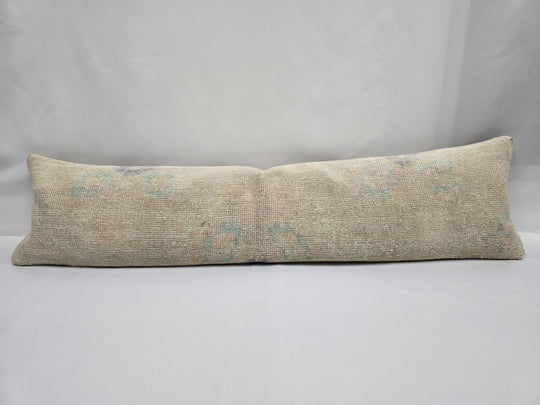 Turkish Lumbar Rug Pillow Beige Cushion Cover Pillow 12" x 48" #9552