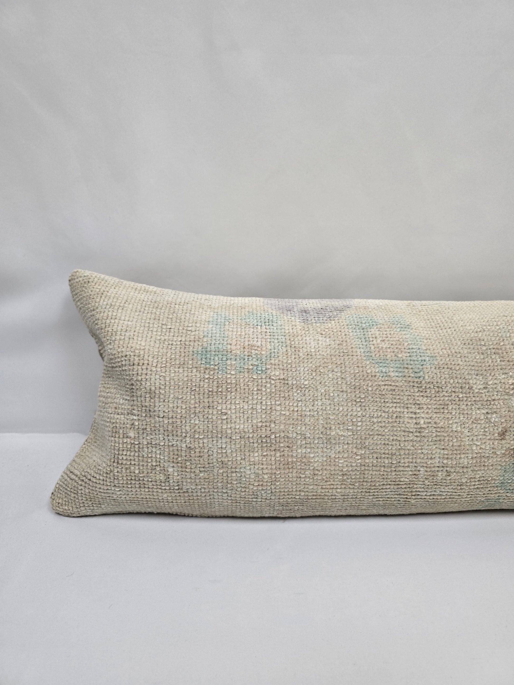 Turkish Lumbar Rug Pillow Beige Cushion Cover Pillow 12" x 48" #9552