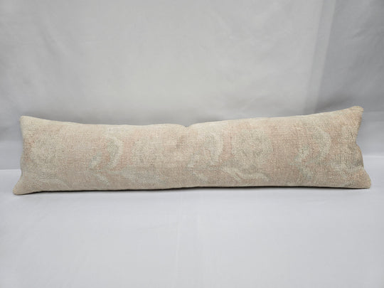 Turkish Lumbar Rug Pillow Beige Cushion Cover Pillow 12" x 48" #9548