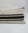 Turkish Lumbar Rug Pillow Beige Black Cushion Cover Hemp Pillow 14" x 40" #9422