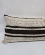 Turkish Lumbar Rug Pillow Beige Black Cushion Cover Hemp Pillow 14" x 40" #9422