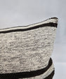 Turkish Lumbar Rug Pillow Beige Black Cushion Cover Hemp Pillow 14" x 40" #9422
