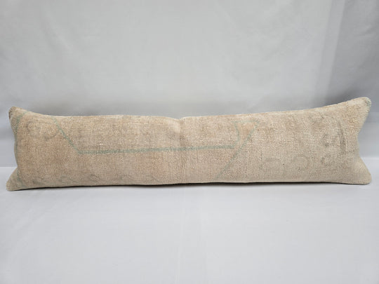 Turkish Lumbar Rug Pillow Beige Green Cushion Cover Pillow 12" x 48" #9541