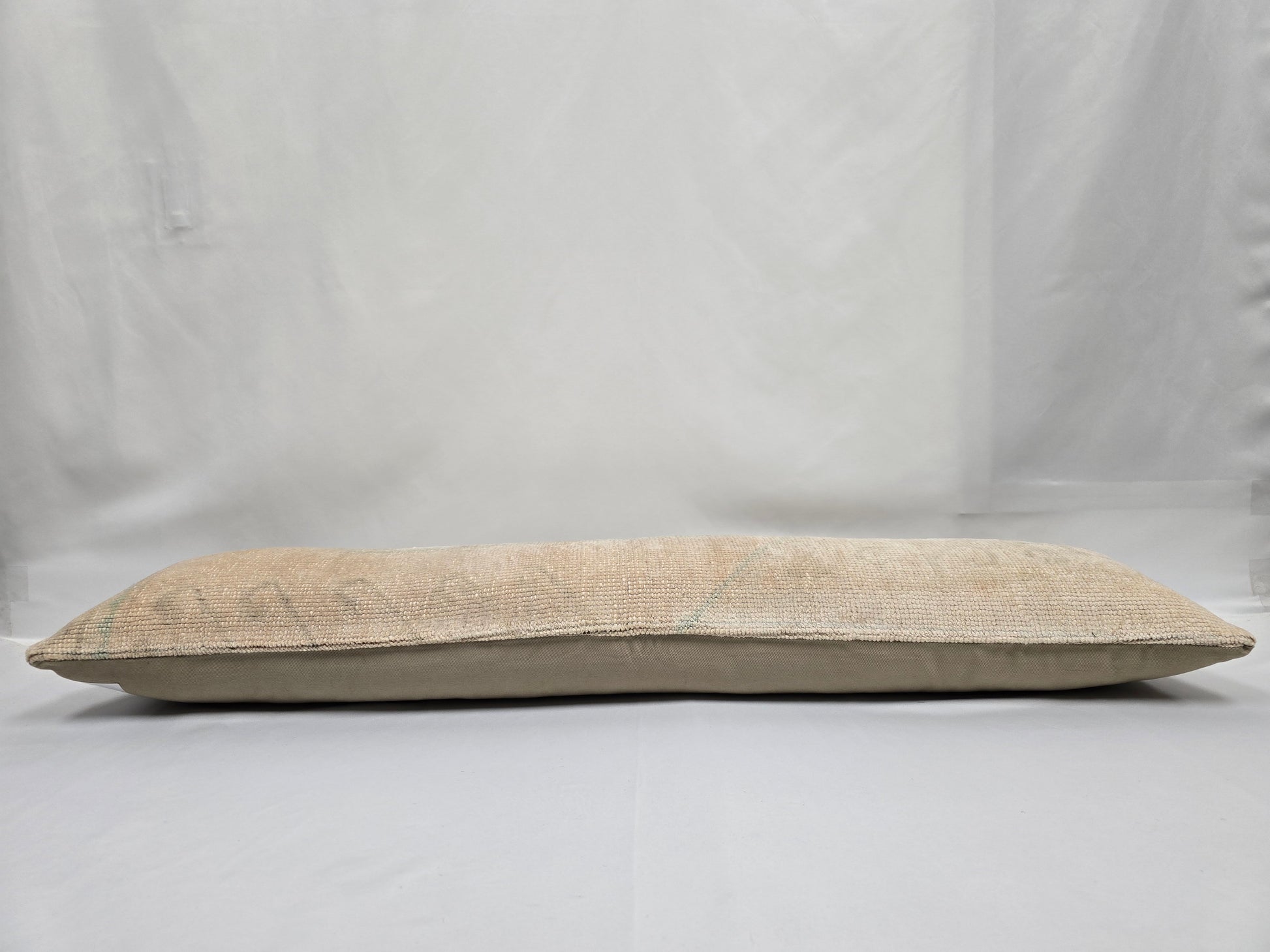 Turkish Lumbar Rug Pillow Beige Green Cushion Cover Pillow 12" x 48" #9541