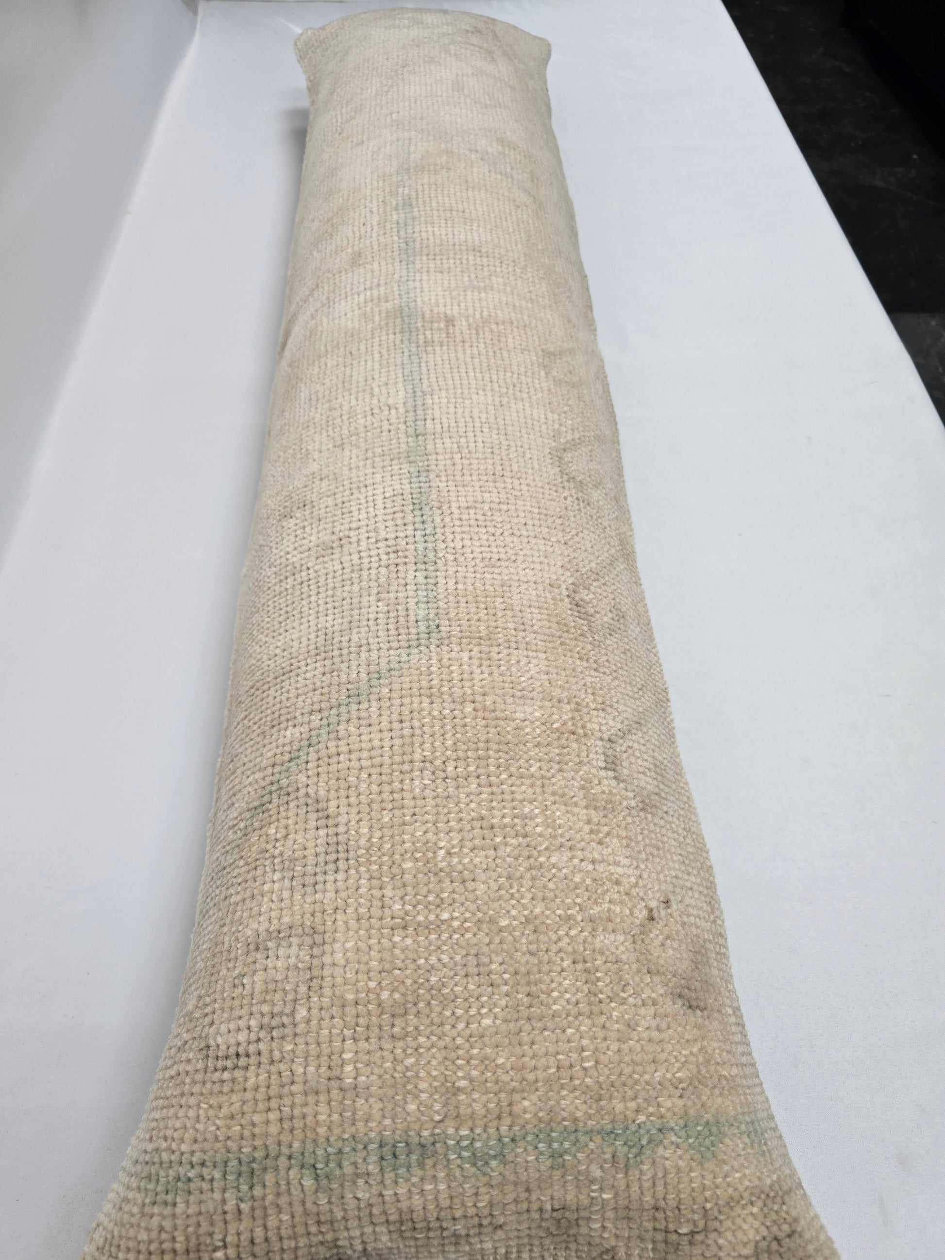 Turkish Lumbar Rug Pillow Beige Green Cushion Cover Pillow 12" x 48" #9541
