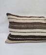 Turkish Lumbar Rug Pillow Beige Brown Cushion Cover Hemp Pillow 14" x 40" #9421
