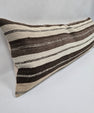Turkish Lumbar Rug Pillow Beige Brown Cushion Cover Hemp Pillow 14" x 40" #9421