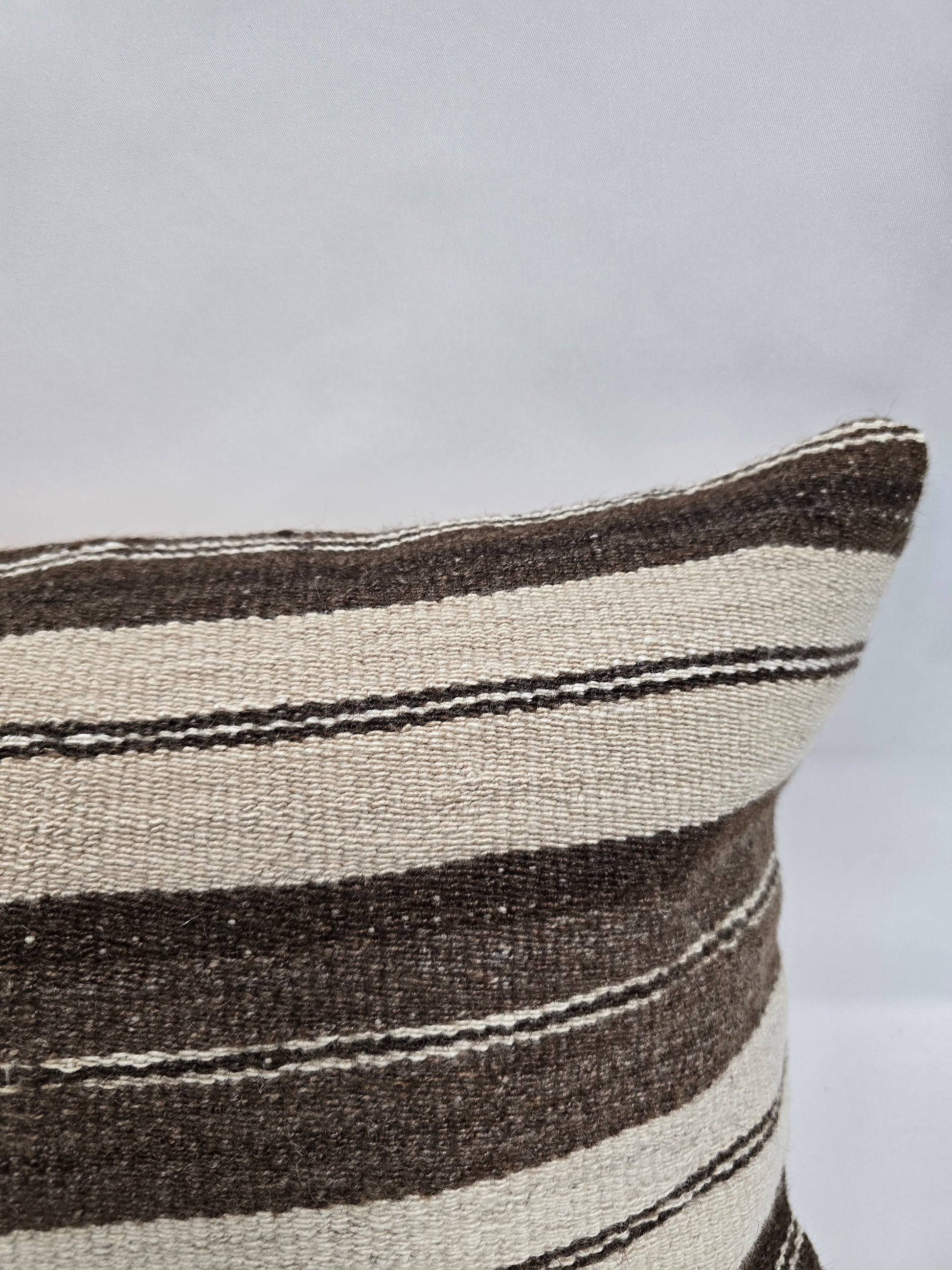 Turkish Lumbar Rug Pillow Beige Brown Cushion Cover Hemp Pillow 14" x 40" #9421