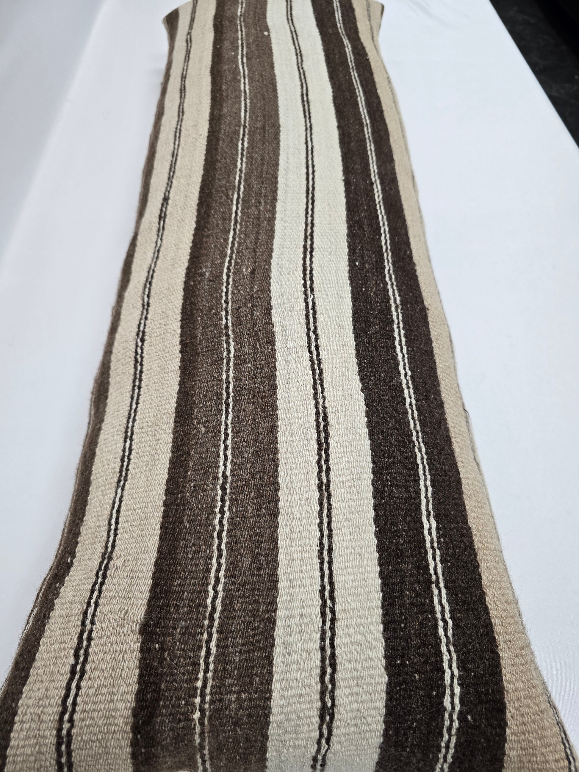 Turkish Lumbar Rug Pillow Beige Brown Cushion Cover Hemp Pillow 14" x 40" #9421