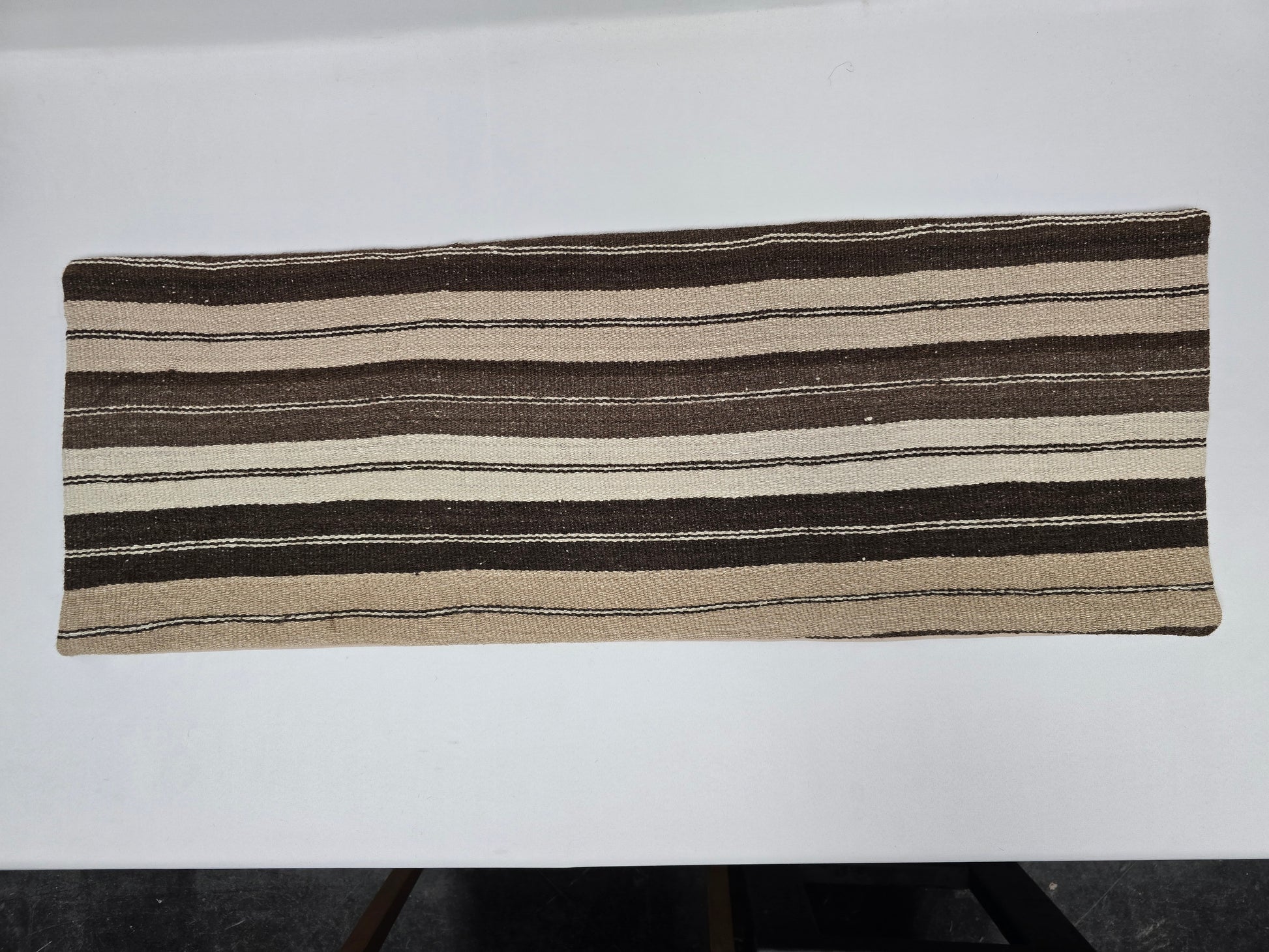 Turkish Lumbar Rug Pillow Beige Brown Cushion Cover Hemp Pillow 14" x 40" #9421
