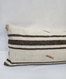 Turkish Lumbar Rug Pillow Beige Brown Blue Cushion Cover Hemp Pillow 14" x 40" #9418