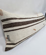 Turkish Lumbar Rug Pillow Beige Brown Blue Cushion Cover Hemp Pillow 14" x 40" #9418
