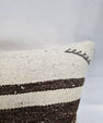 Turkish Lumbar Rug Pillow Beige Brown Blue Cushion Cover Hemp Pillow 14" x 40" #9418