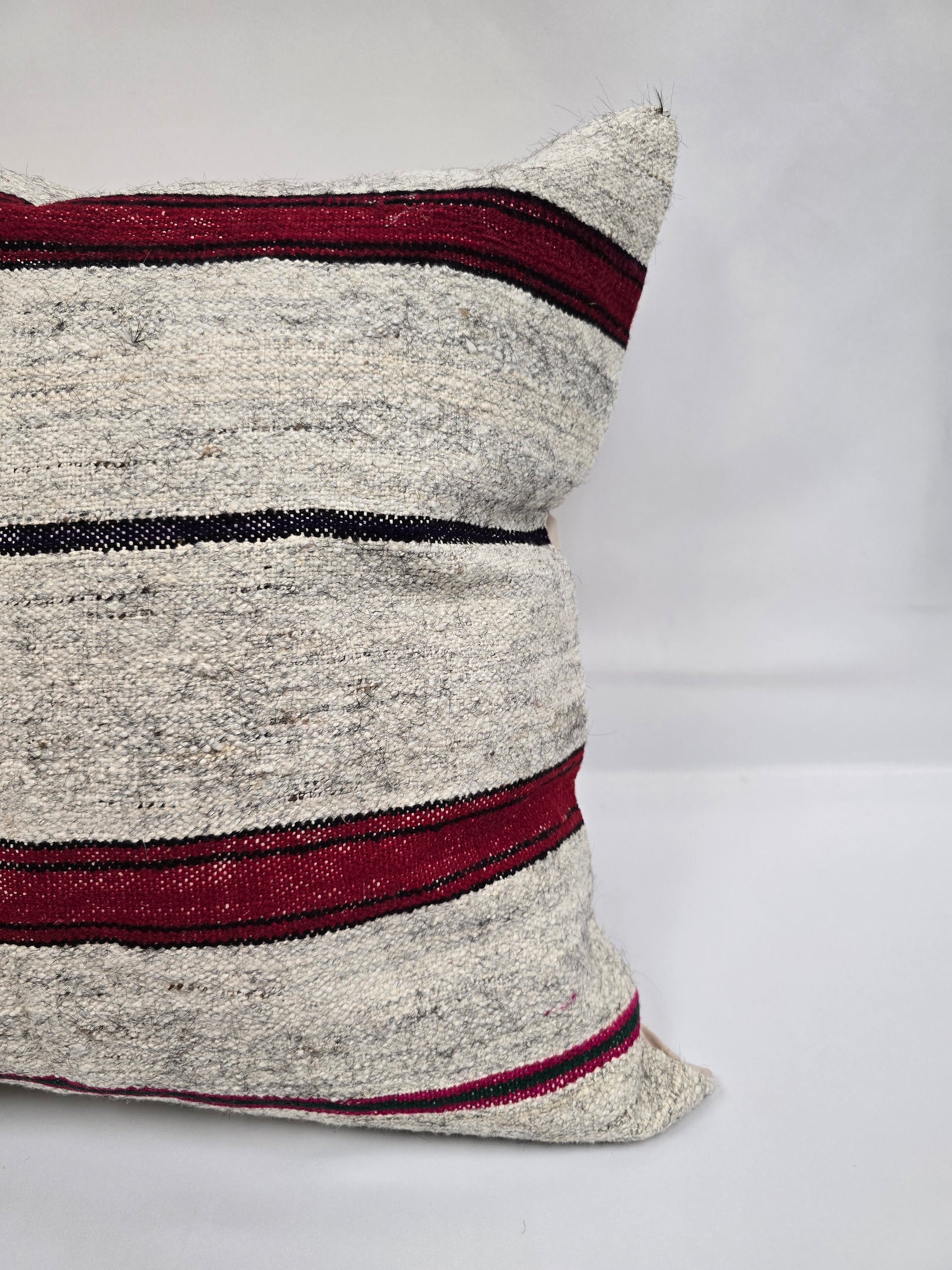 Turkish Hemp Pillow Natural Beige Red Black Pillow Cushion Cover 24" x 24" #9273