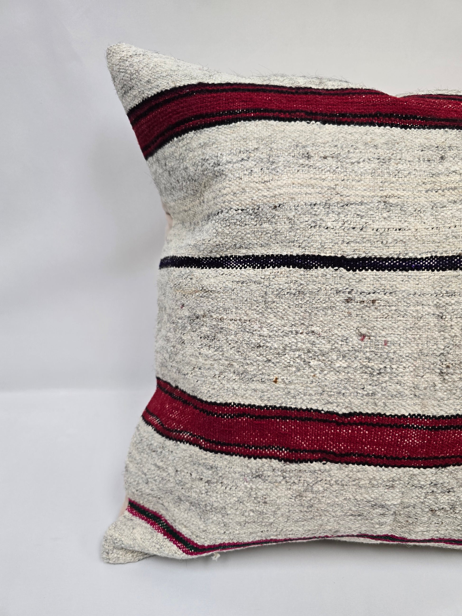 Turkish Hemp Pillow Natural Beige Red Black Pillow Cushion Cover 24" x 24" #9273