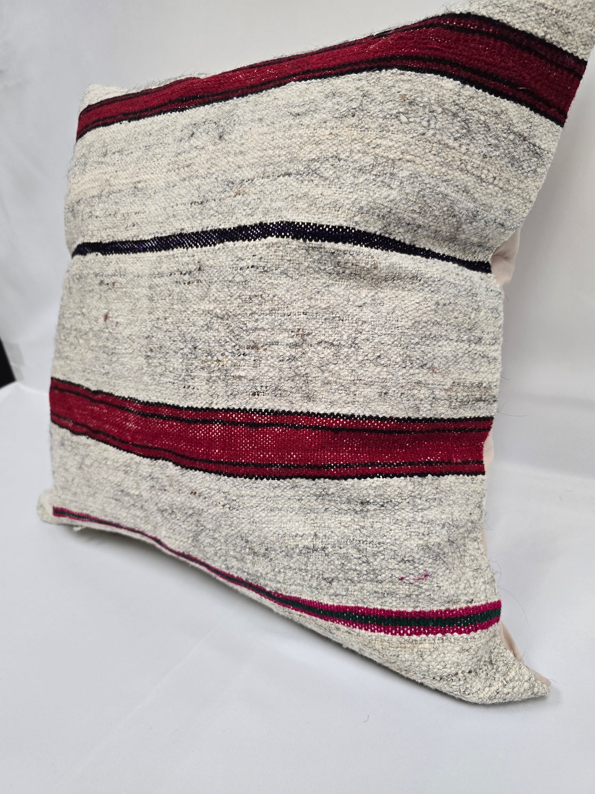 Turkish Hemp Pillow Natural Beige Red Black Pillow Cushion Cover 24" x 24" #9273