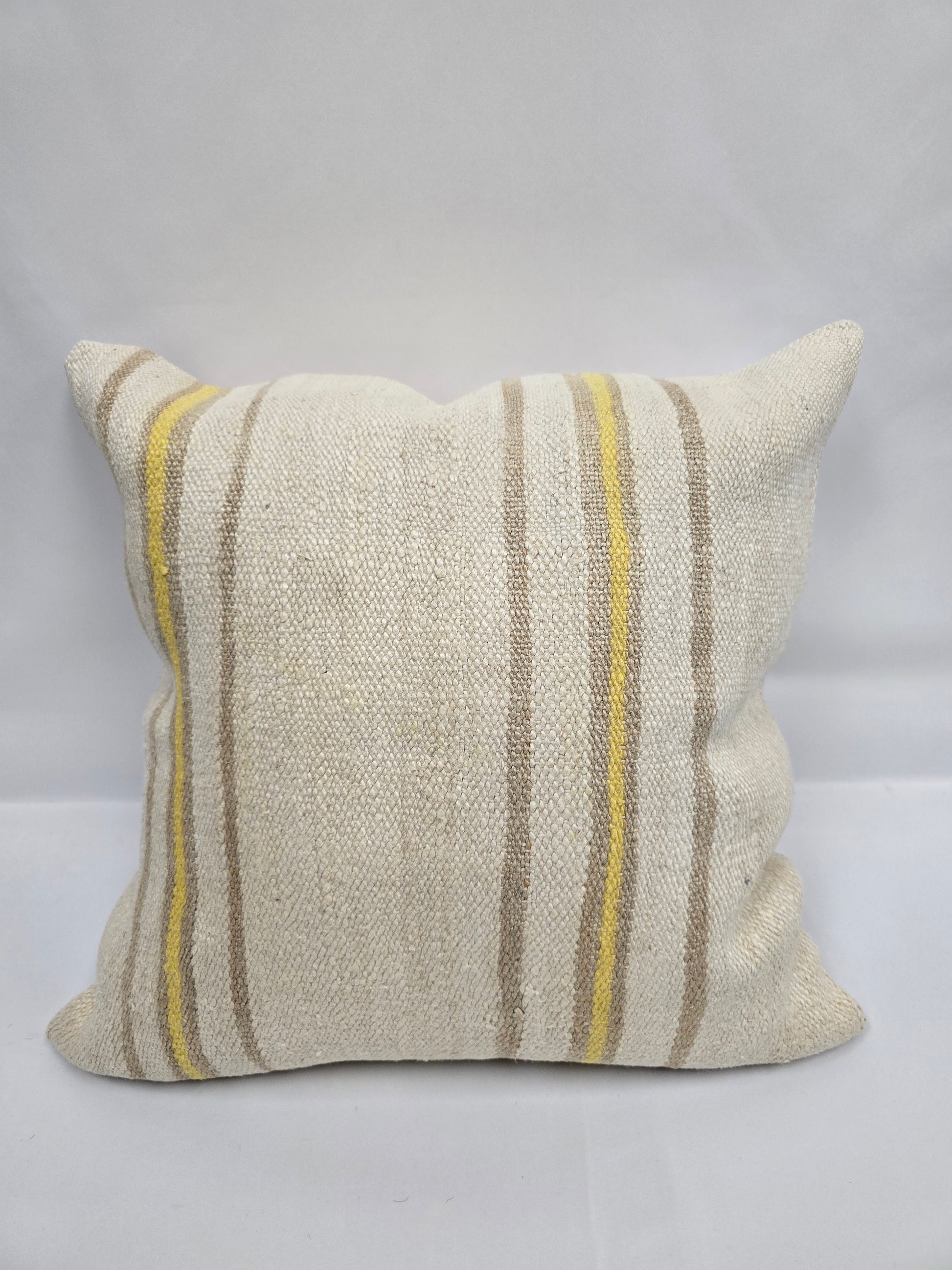 Turkish Hemp Pillow Natural Beige Yellow Brown Pillow Cushion Cover 24" x 24" #9275