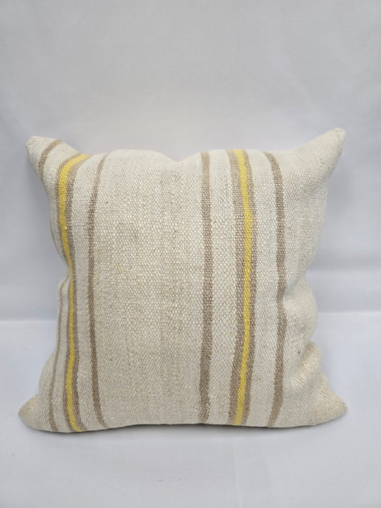 Turkish Hemp Pillow Natural Beige Yellow Brown Pillow Cushion Cover 24" x 24" #9275