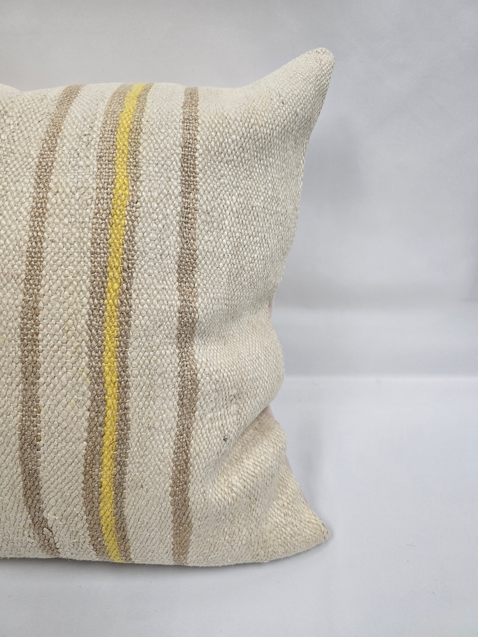 Turkish Hemp Pillow Natural Beige Yellow Brown Pillow Cushion Cover 24" x 24" #9275