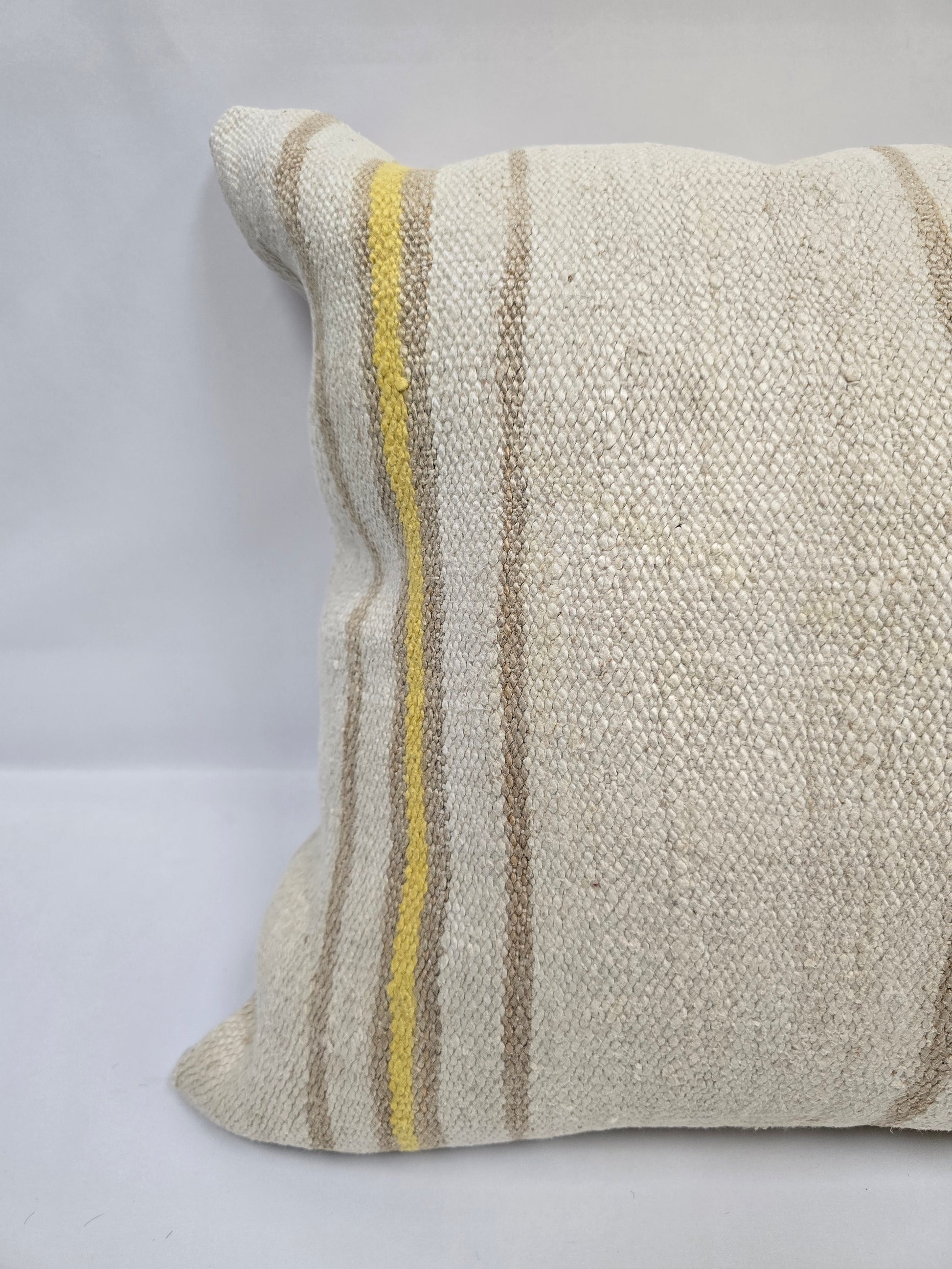Turkish Hemp Pillow Natural Beige Yellow Brown Pillow Cushion Cover 24" x 24" #9275