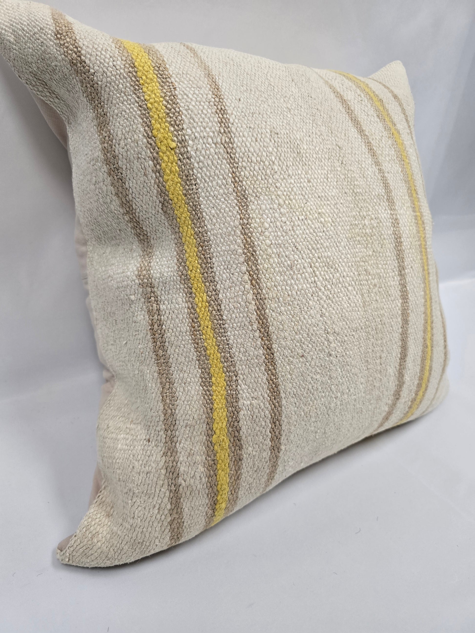 Turkish Hemp Pillow Natural Beige Yellow Brown Pillow Cushion Cover 24" x 24" #9275